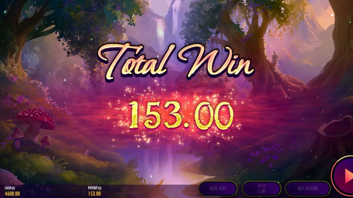 Pemandangan hutan mitis dalam game slot Pan’s Arcadia dengan simbol-simbol bertema Yunani Kuno.